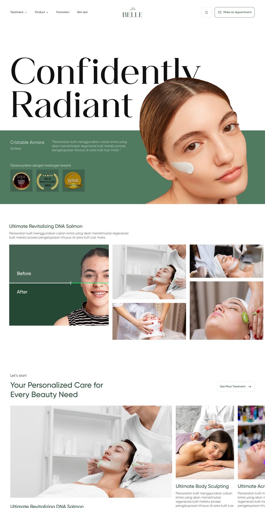 Project Pixelz Studio Introduction landing pages of Labelle Clinic 