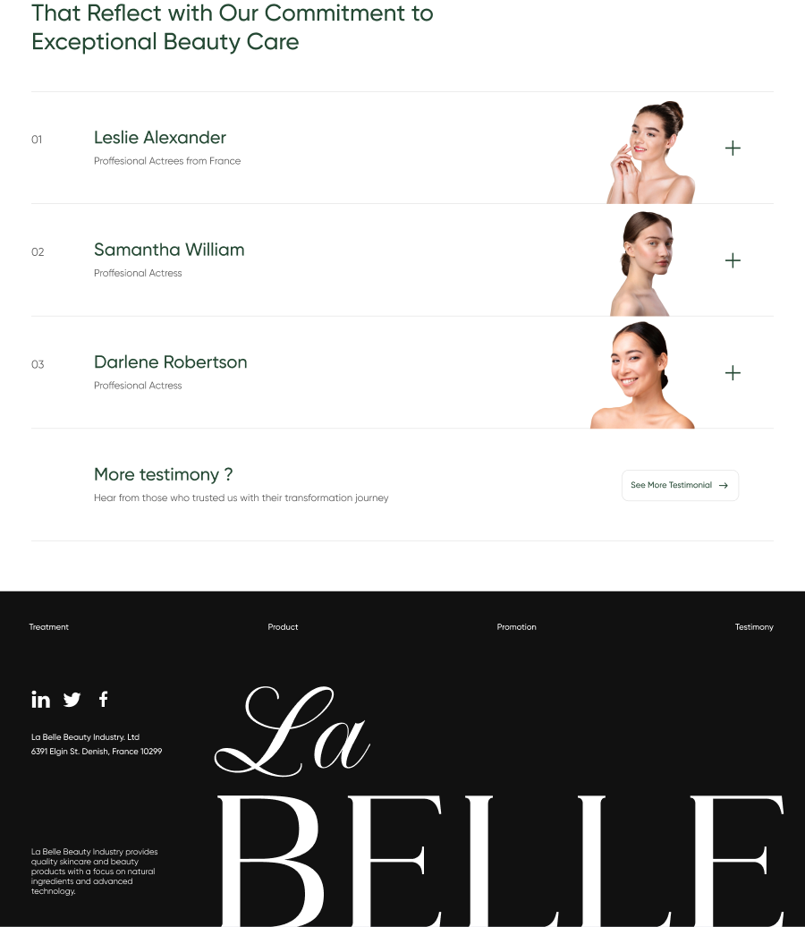 Project Pixelz Studio Introduction landing pages of Labelle Clinic 